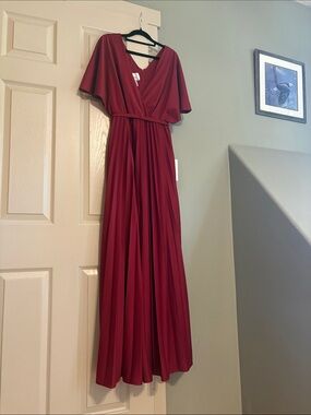 1970’s Debster Originals Pleated Maxi Dress | Burgundy | Size 17